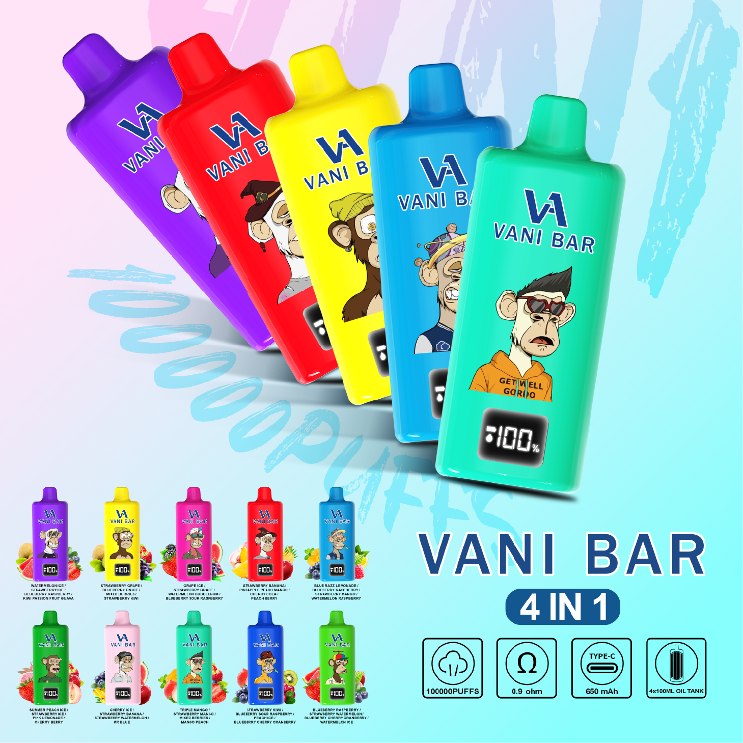 4合1(700)_画板 1 VANI BAR 4 IN 1 100K Puffs - Image 1
